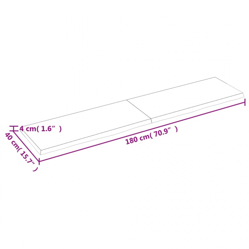 Waschtischplatte Dunkelbraun 180x40x(2-4)cm Massivholz