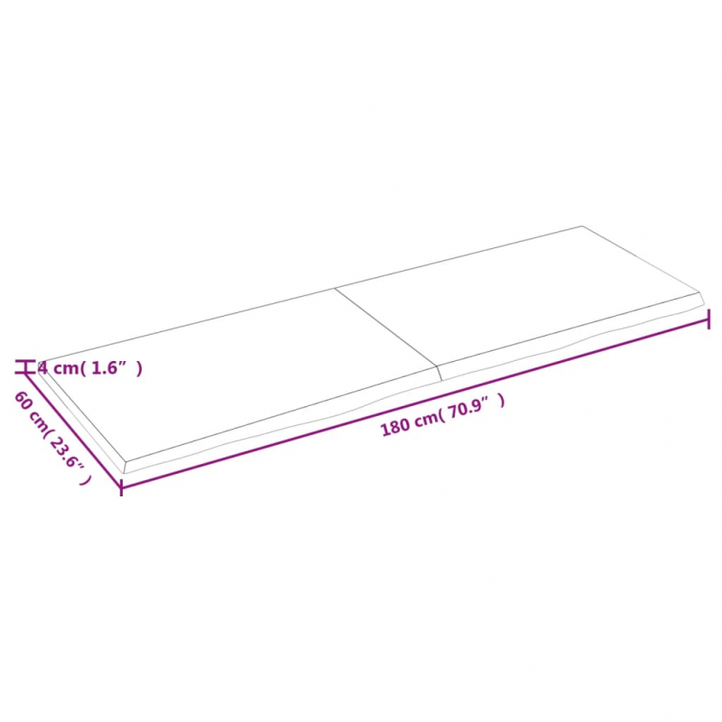 Waschtischplatte Dunkelbraun 180x60x(2-4)cm Massivholz