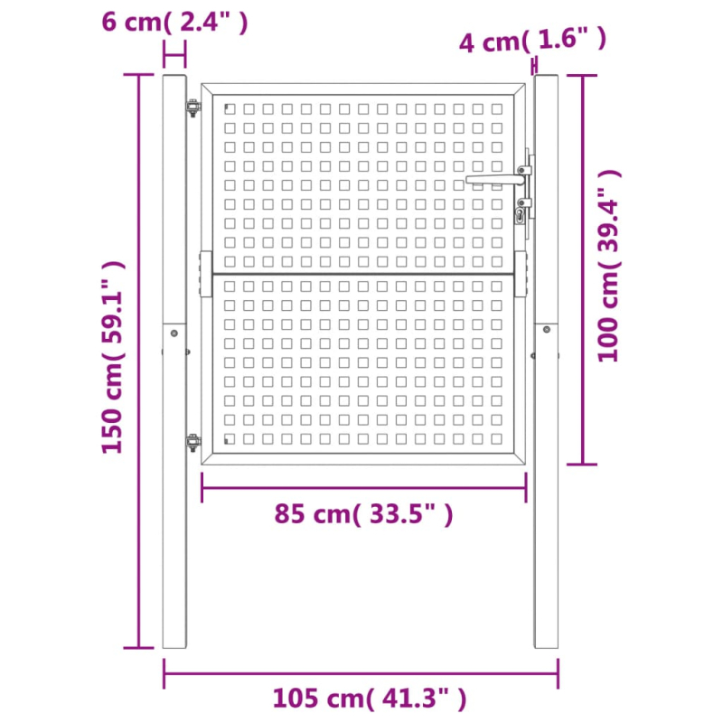 Gartentor Anthrazit 105x150 cm Stahl
