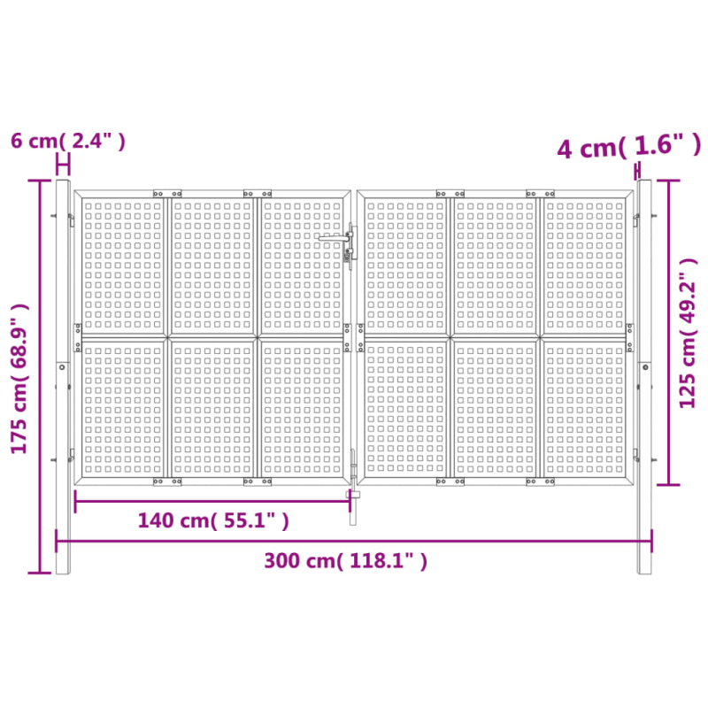 Gartentor Anthrazit 300x125 cm Stahl