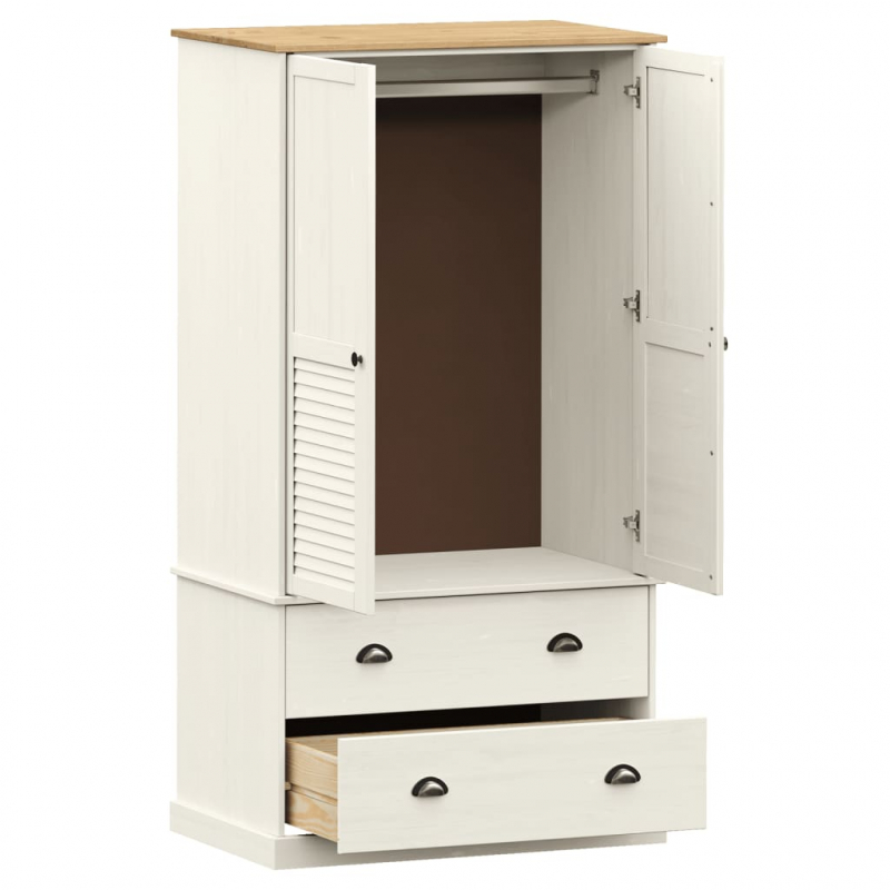 Kleiderschrank VIGO Weiß 90x55x170 cm Massivholz Kiefer