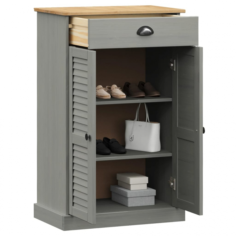 Schuhschrank VIGO Grau 60x35x96 cm Massivholz Kiefer