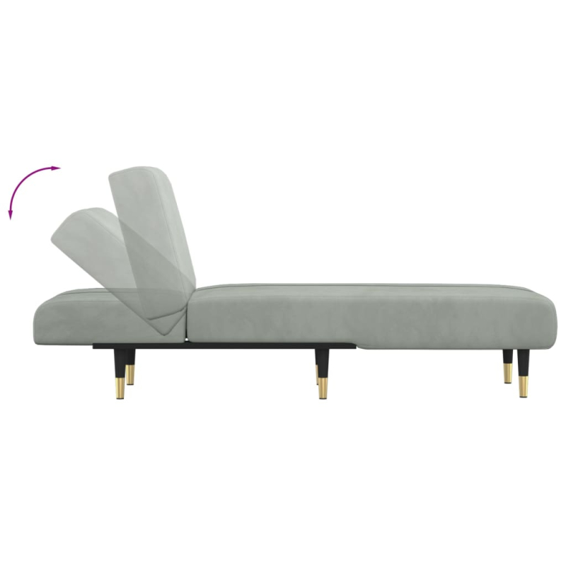 Chaiselongue Hellgrau Samt