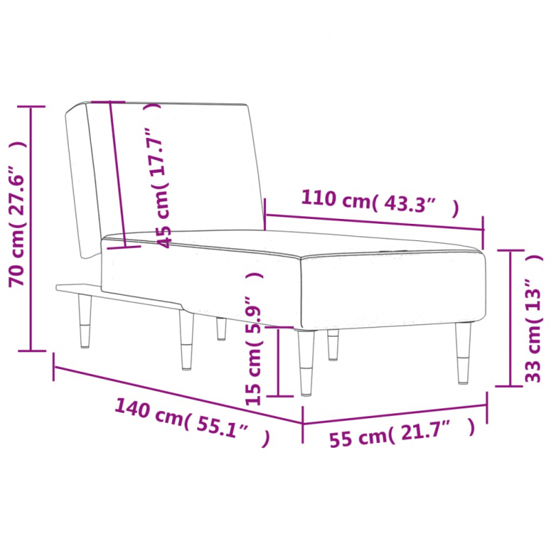 Chaiselongue Dunkelgrün Samt