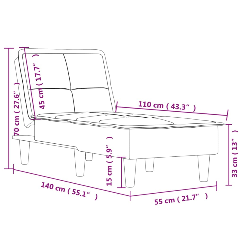 Chaiselongue Blau Samt