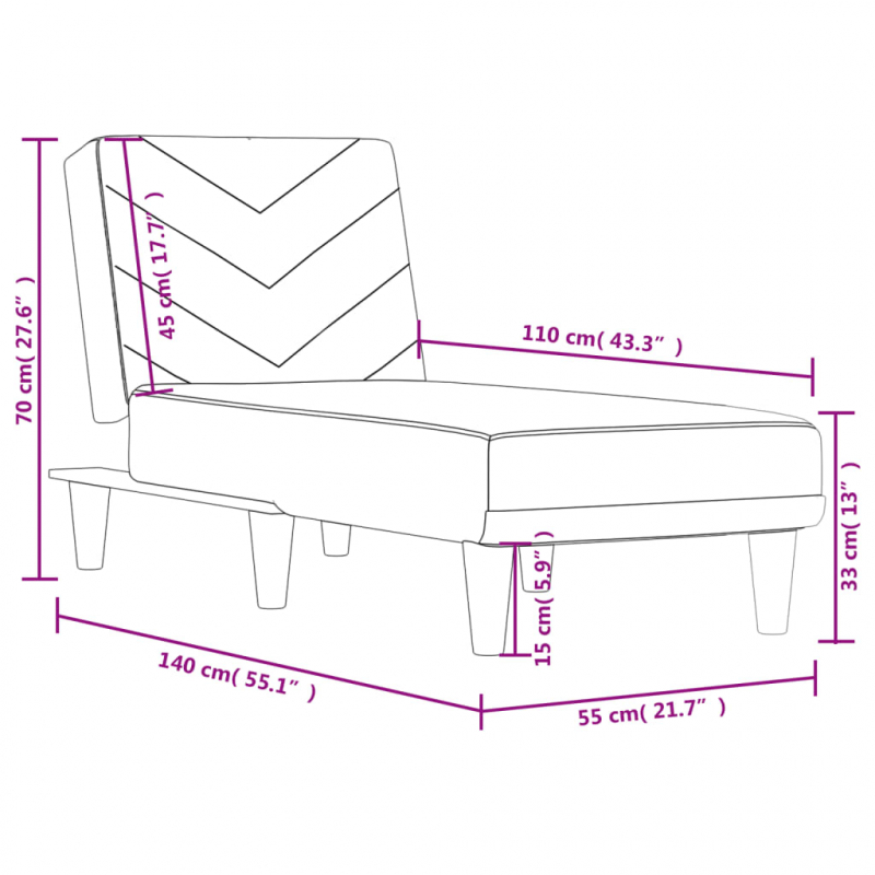 Chaiselongue Schwarz Stoff