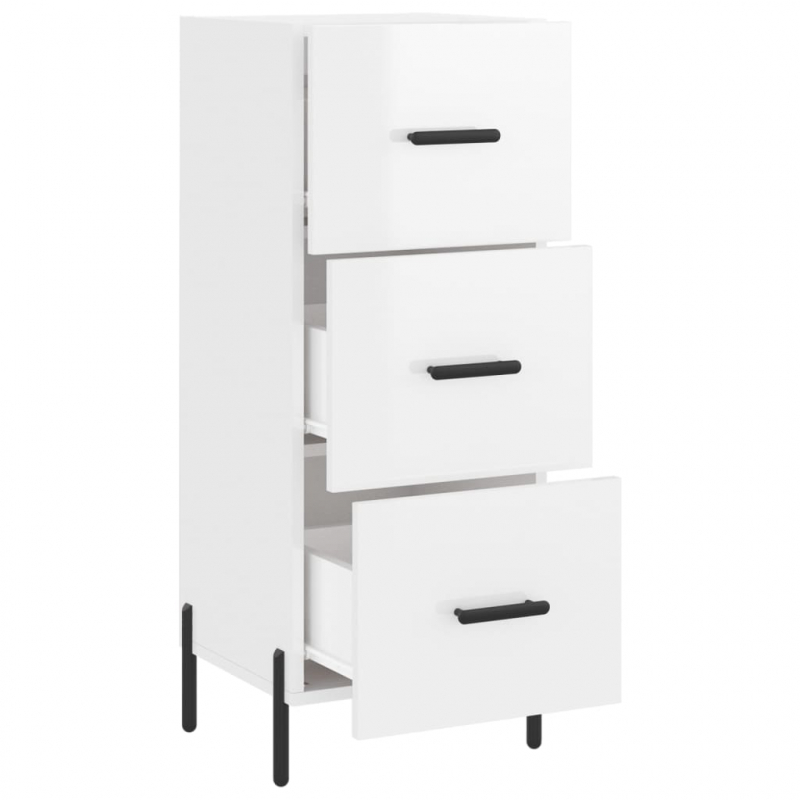 Sideboard Hochglanz-Weiß 34,5x34x90 cm Holzwerkstoff