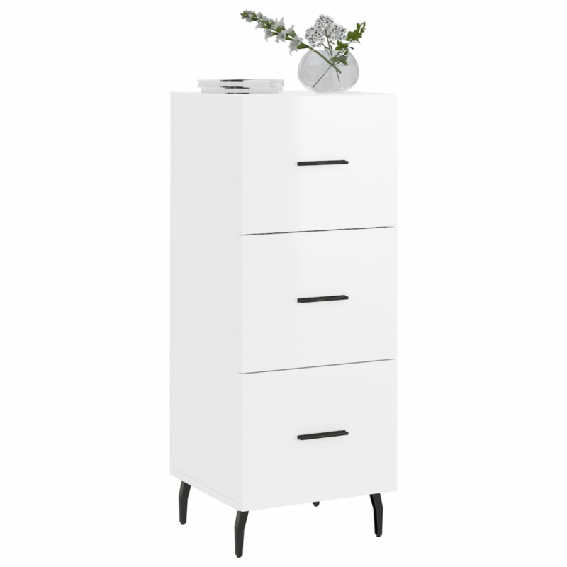 Sideboard Hochglanz-Weiß 34,5x34x90 cm Holzwerkstoff