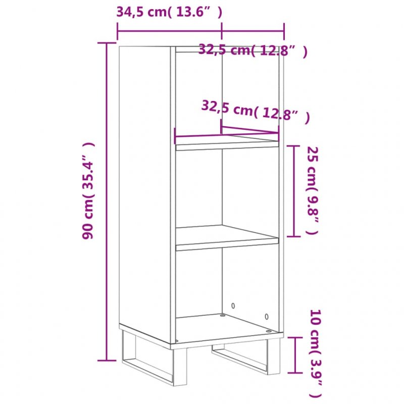 Sideboard Betongrau 34,5x32,5x90 cm Holzwerkstoff