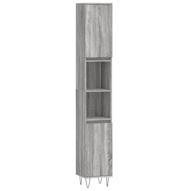 Badschrank Grau Sonoma 30x30x190 cm Holzwerkstoff