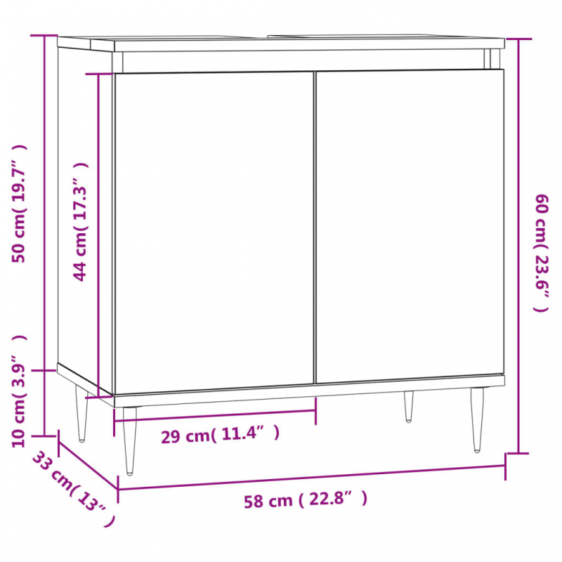 Badschrank Schwarz 58x33x60 cm Holzwerkstoff