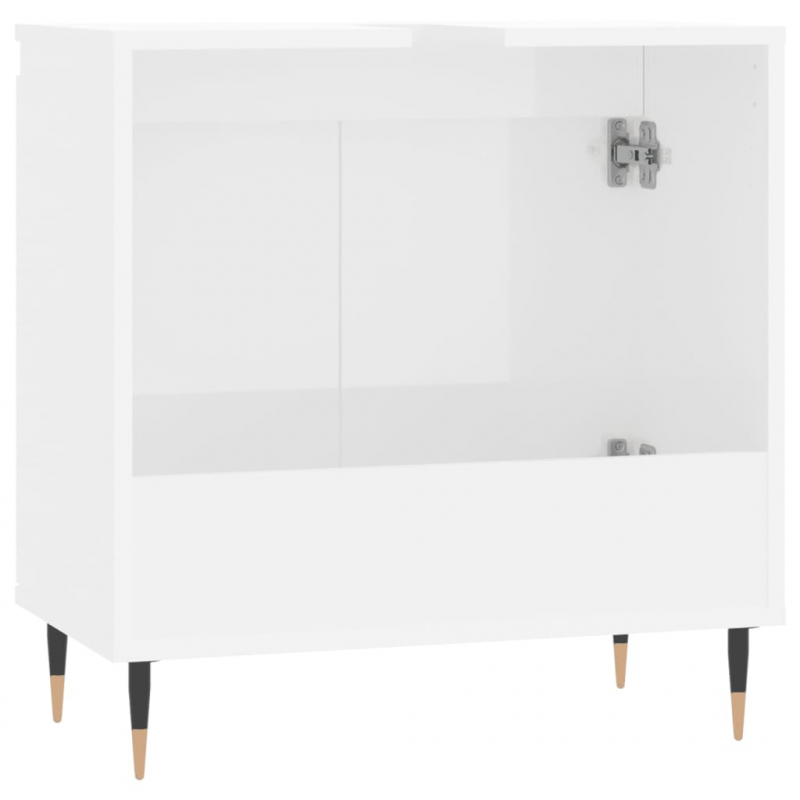 Badschrank Hochglanz-Weiß 58x33x60 cm Holzwerkstoff