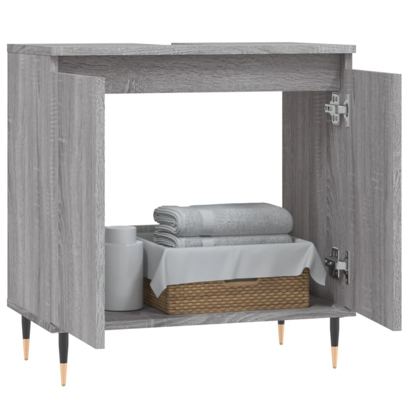 Badschrank Grau Sonoma 58x33x60 cm Holzwerkstoff