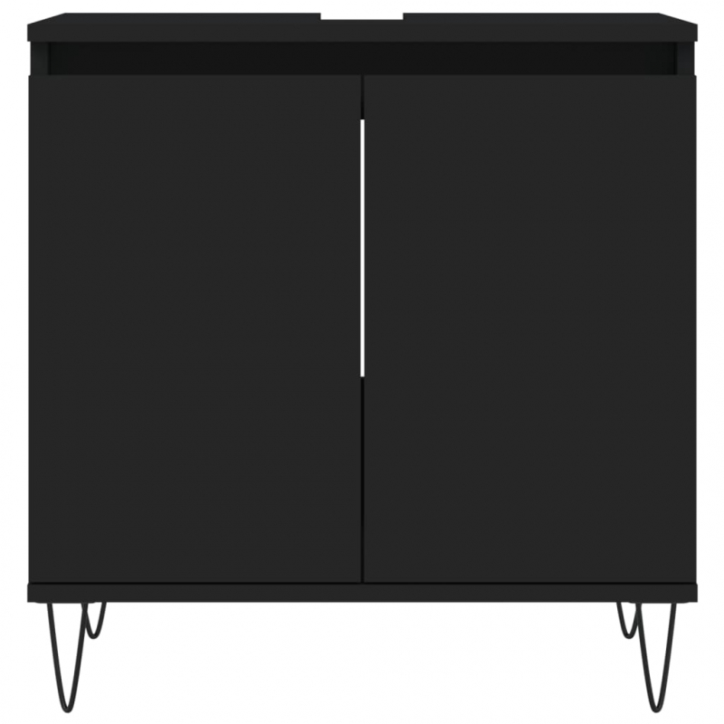 Badschrank Schwarz 58x33x60 cm Holzwerkstoff