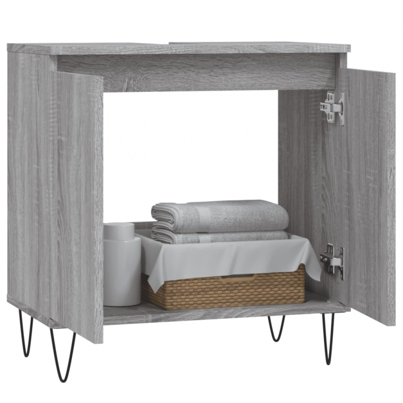 Badschrank Grau Sonoma 58x33x60 cm Holzwerkstoff