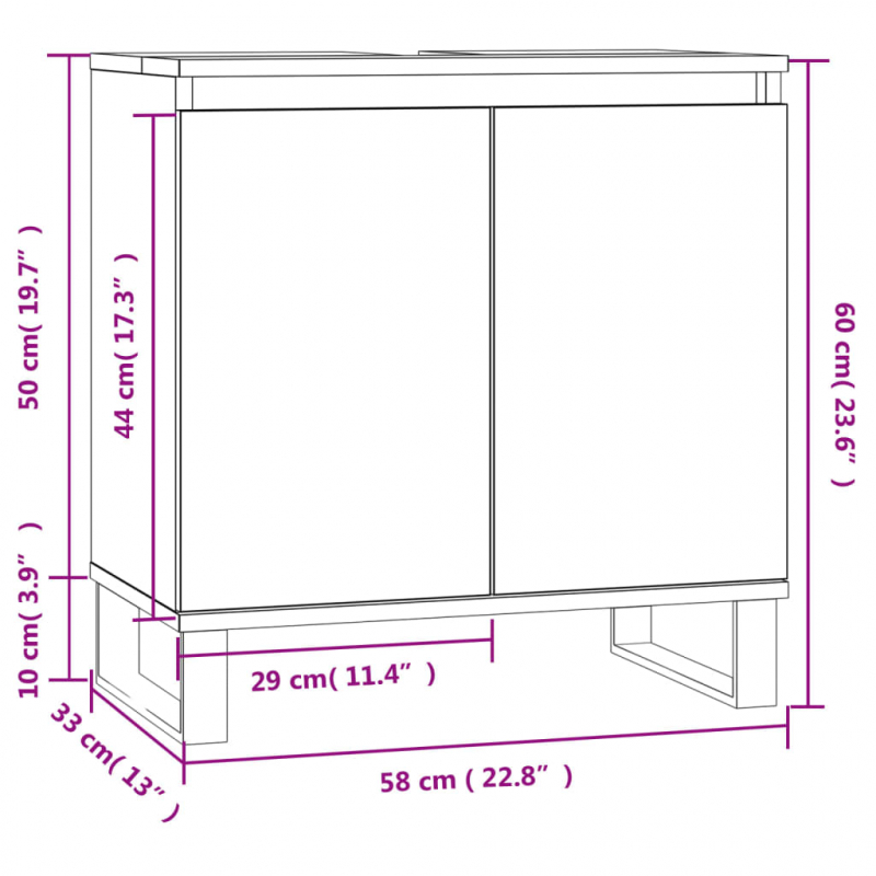 Badschrank Sonoma-Eiche 58x33x60 cm Holzwerkstoff