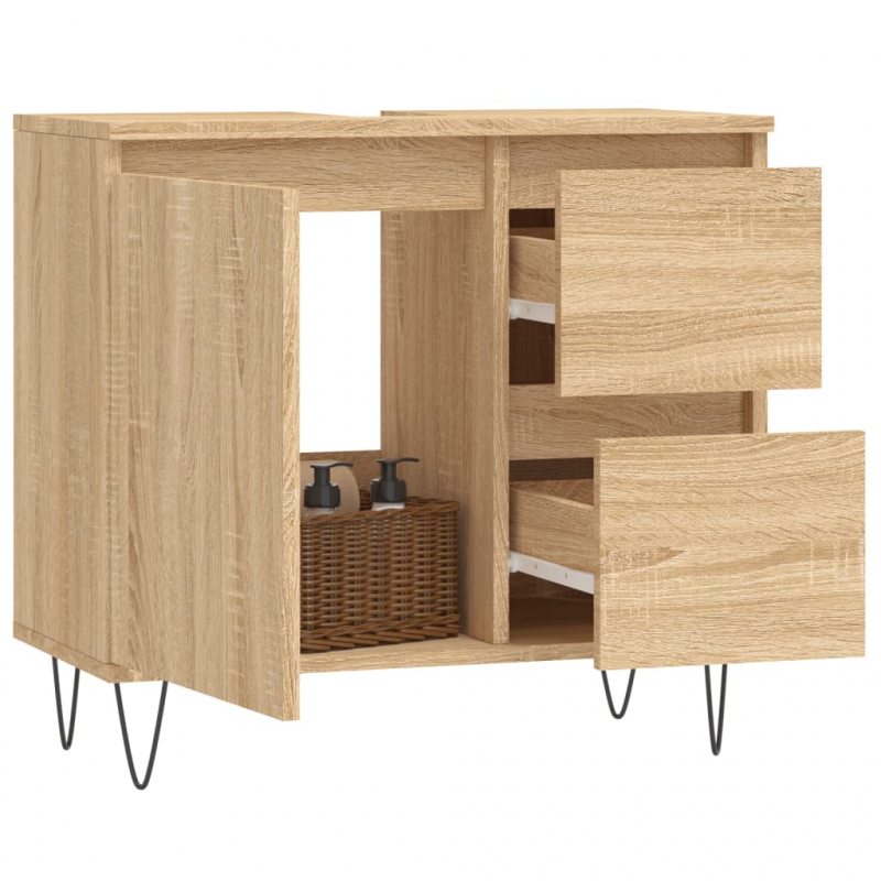 Badschrank Sonoma-Eiche 65x33x60 cm Holzwerkstoff