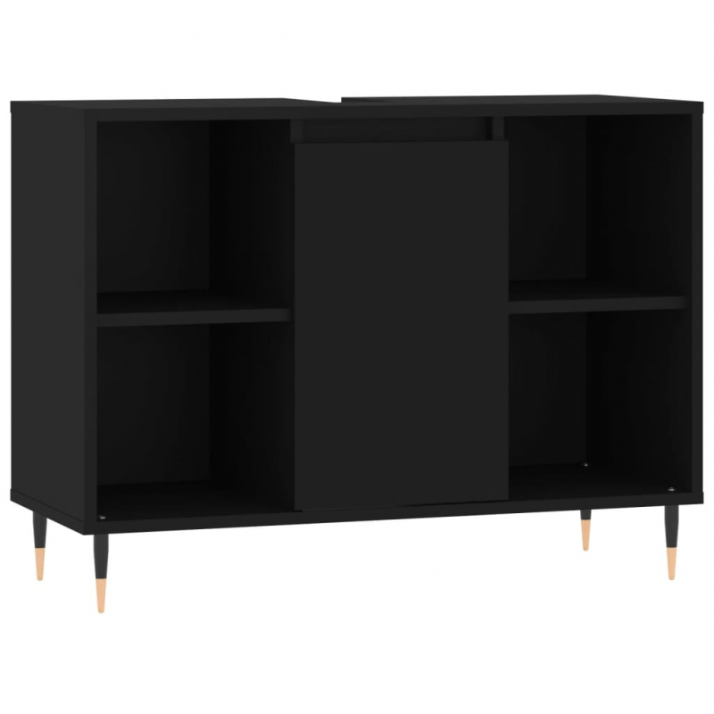 Badschrank Schwarz 80x33x60 cm Holzwerkstoff