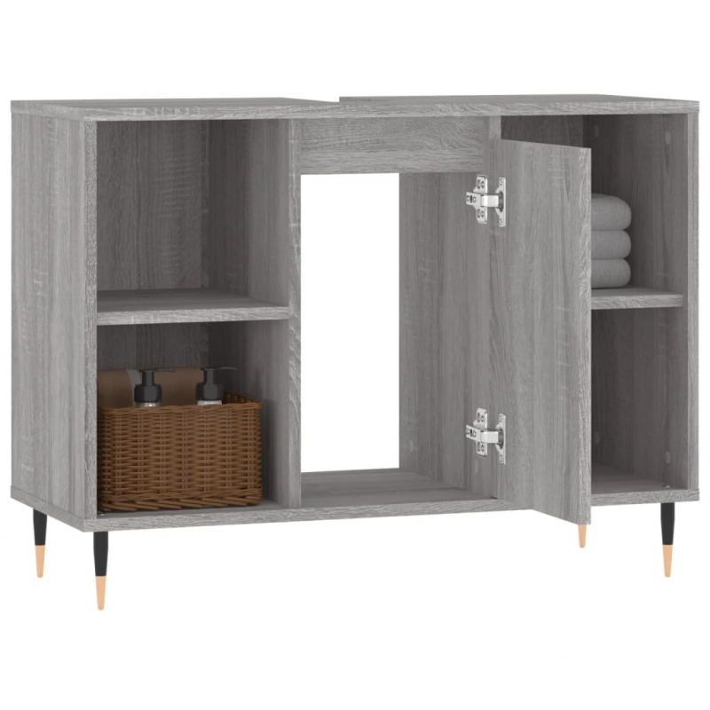 Badschrank Grau Sonoma 80x33x60 cm Holzwerkstoff