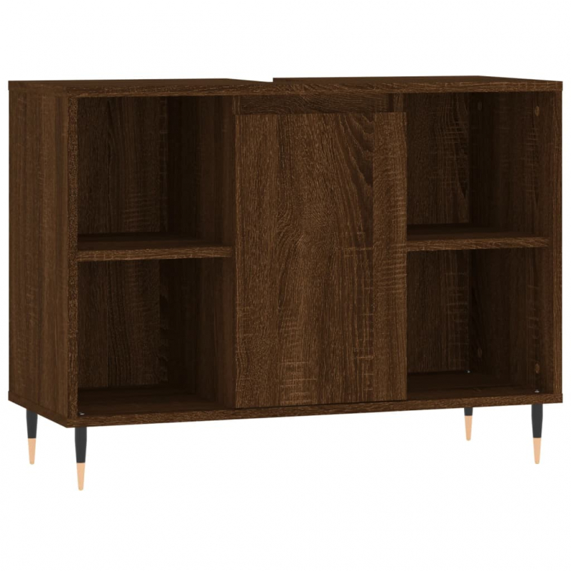 Badschrank Braun Eichen-Optik 80x33x60 cm Holzwerkstoff