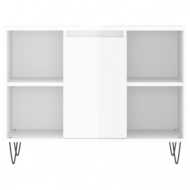 Badschrank Hochglanz-Weiß 80x33x60 cm Holzwerkstoff