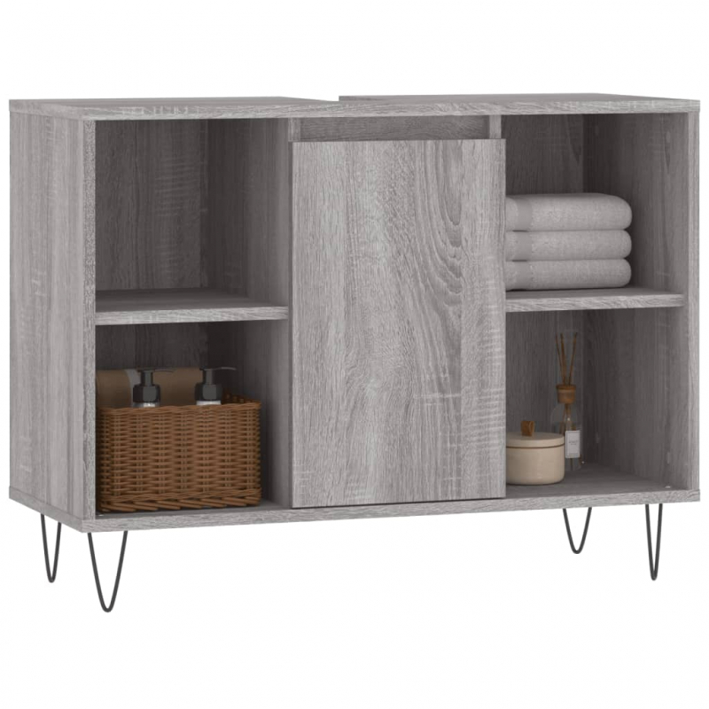 Badschrank Grau Sonoma 80x33x60 cm Holzwerkstoff