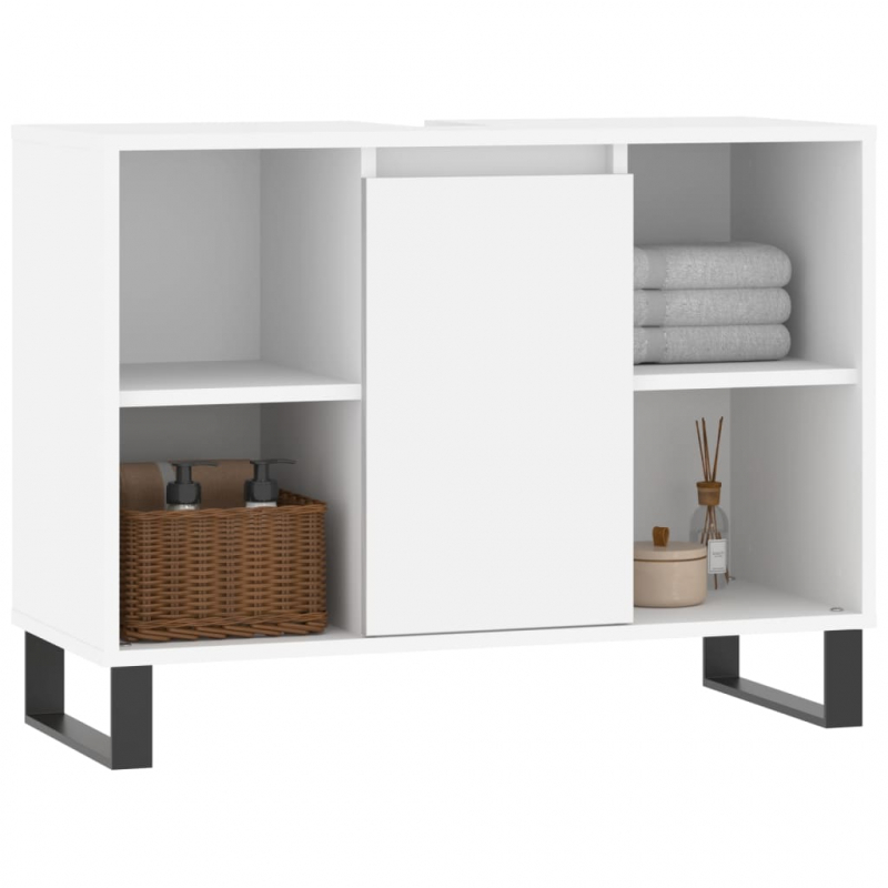 Badschrank Weiß 80x33x60 cm Holzwerkstoff