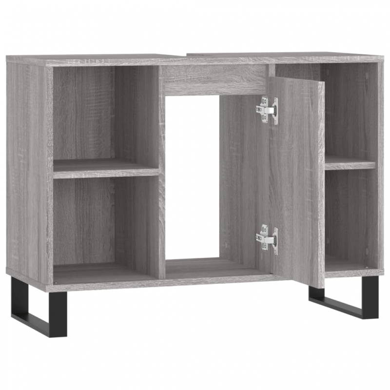 Badschrank Grau Sonoma 80x33x60 cm Holzwerkstoff