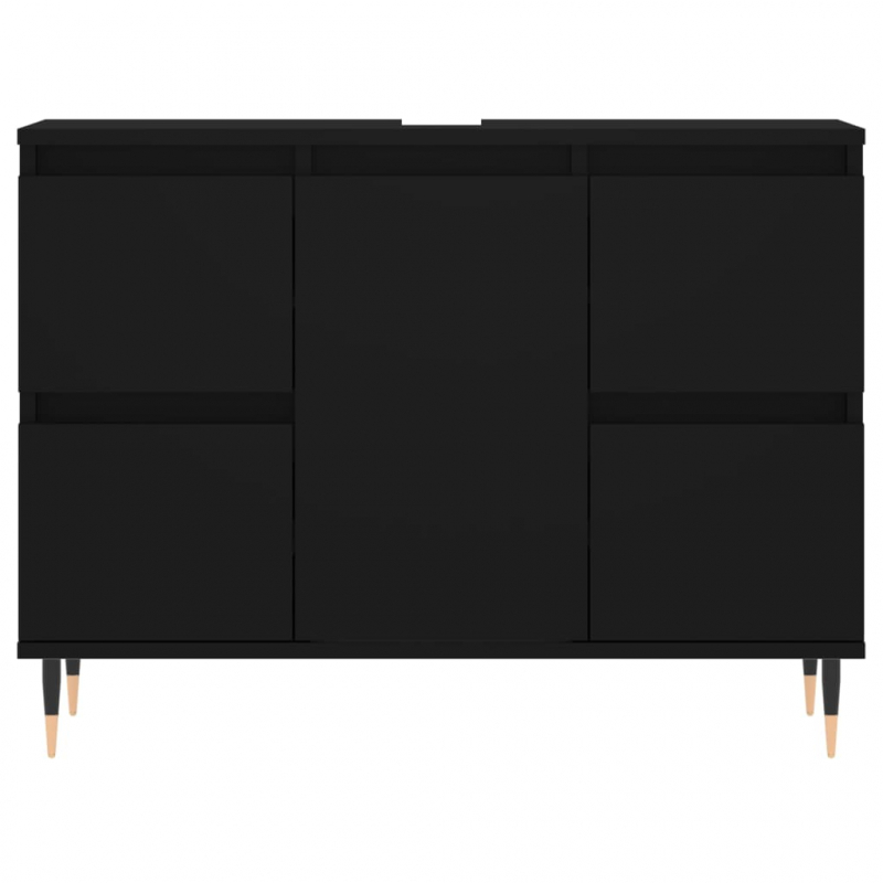 Badschrank Schwarz 80x33x60 cm Holzwerkstoff