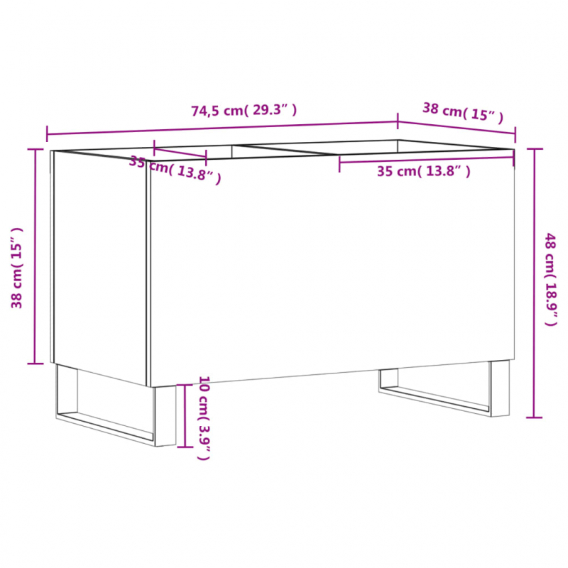 Plattenschrank Räuchereiche 74,5x38x48 cm Holzwerkstoff