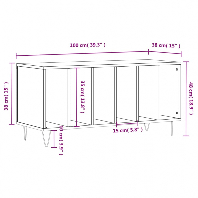 Plattenschrank Weiß 100x38x48 cm Holzwerkstoff