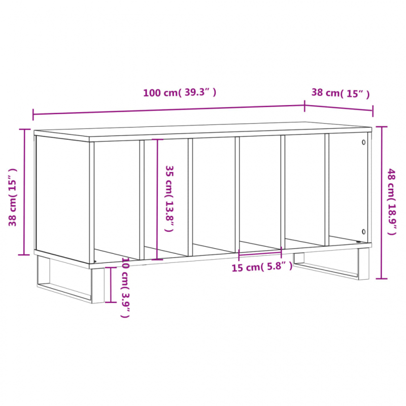 Plattenschrank Weiß 100x38x48 cm Holzwerkstoff