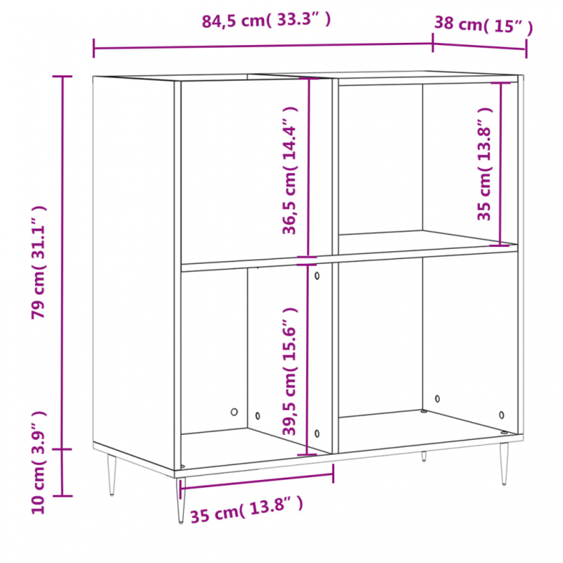 Plattenschrank Grau Sonoma 84,5x38x89 cm Holzwerkstoff