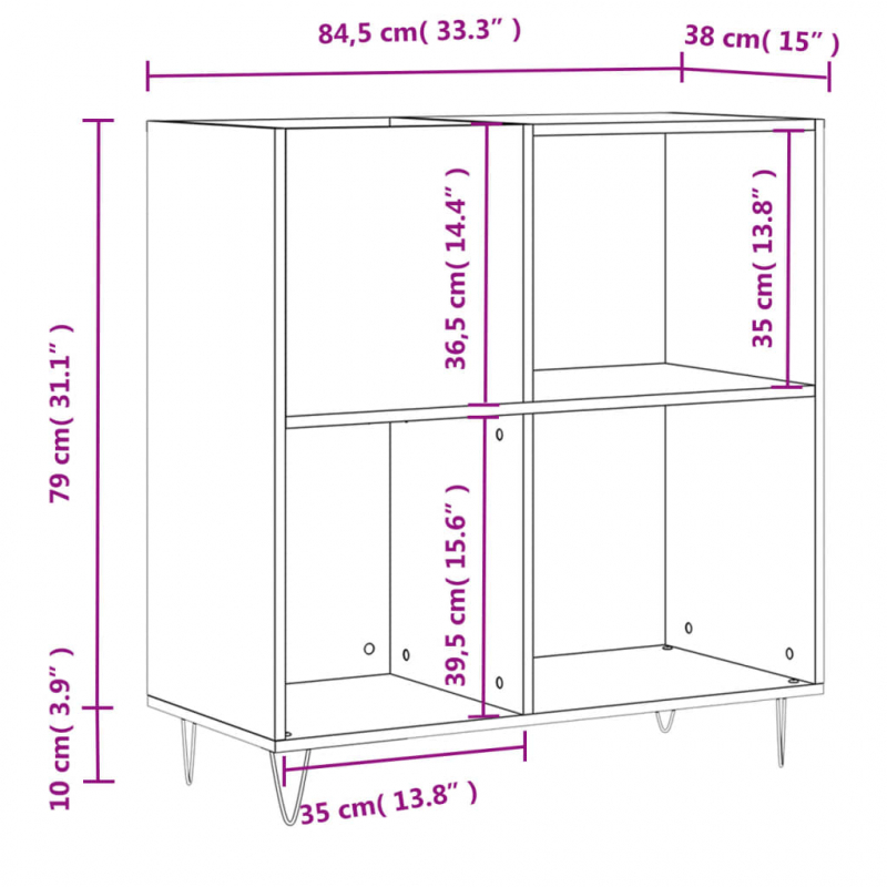 Plattenschrank Sonoma-Eiche 84,5x38x89 cm Holzwerkstoff