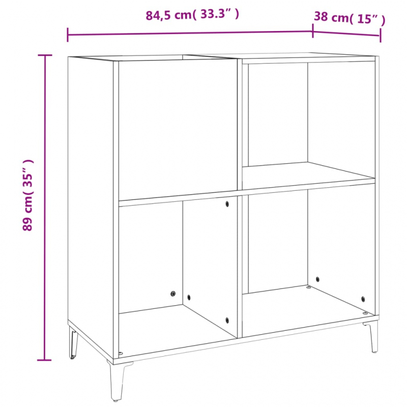 Plattenschrank Betongrau 84,5x38x89 cm Holzwerkstoff