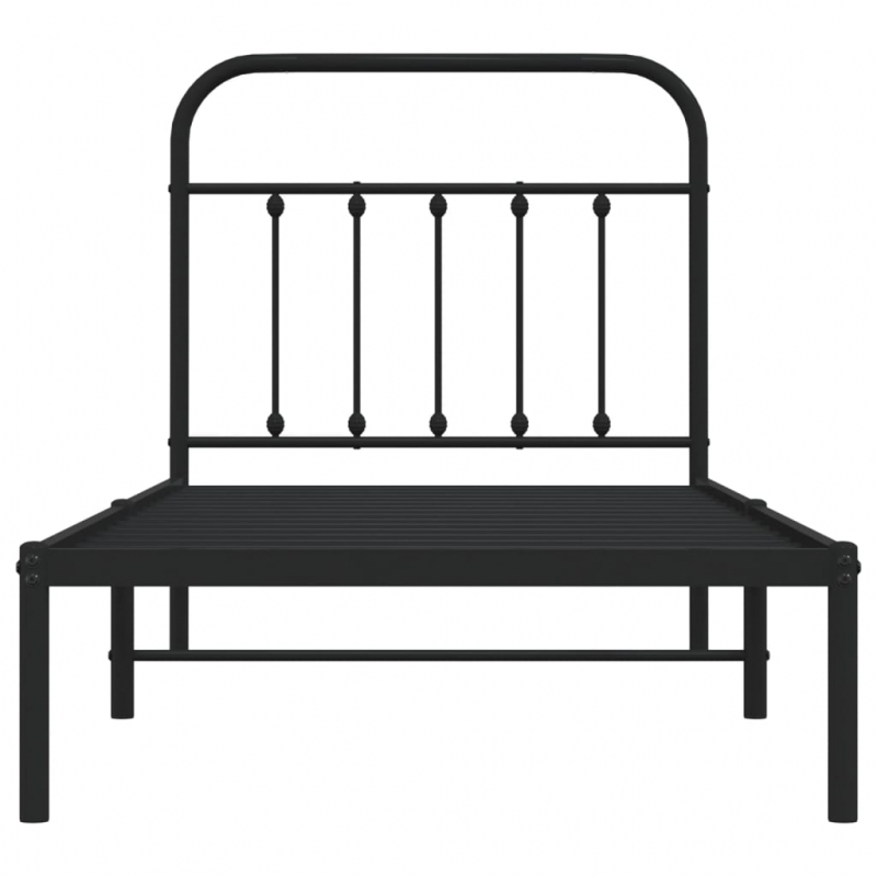 Bettgestell mit Kopfteil Metall Schwarz 90x190 cm