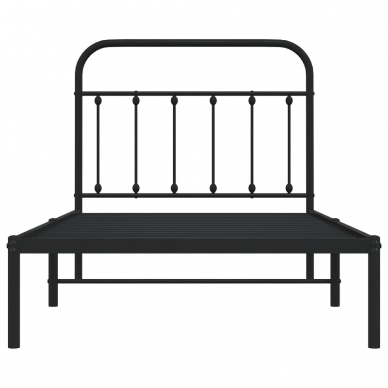Bettgestell mit Kopfteil Metall Schwarz 100x190 cm