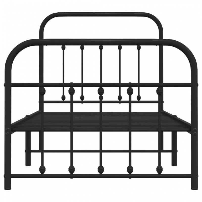 Bettgestell mit Kopf- und Fußteil Metall Schwarz 90x190 cm