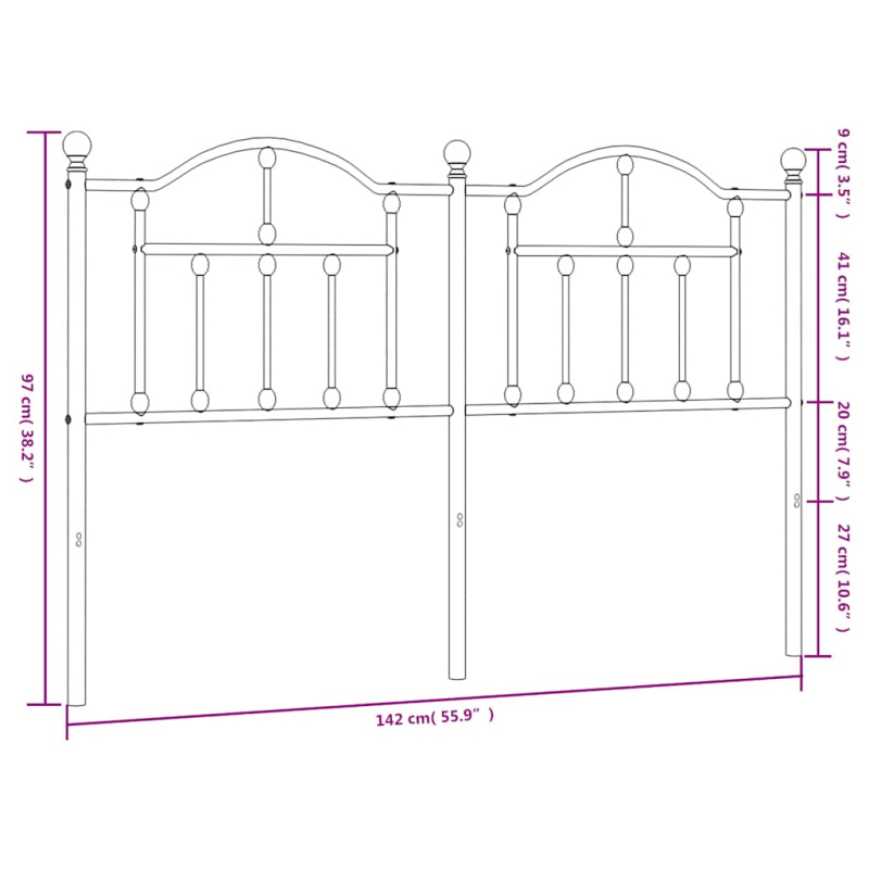 Kopfteil Metall Schwarz 135 cm