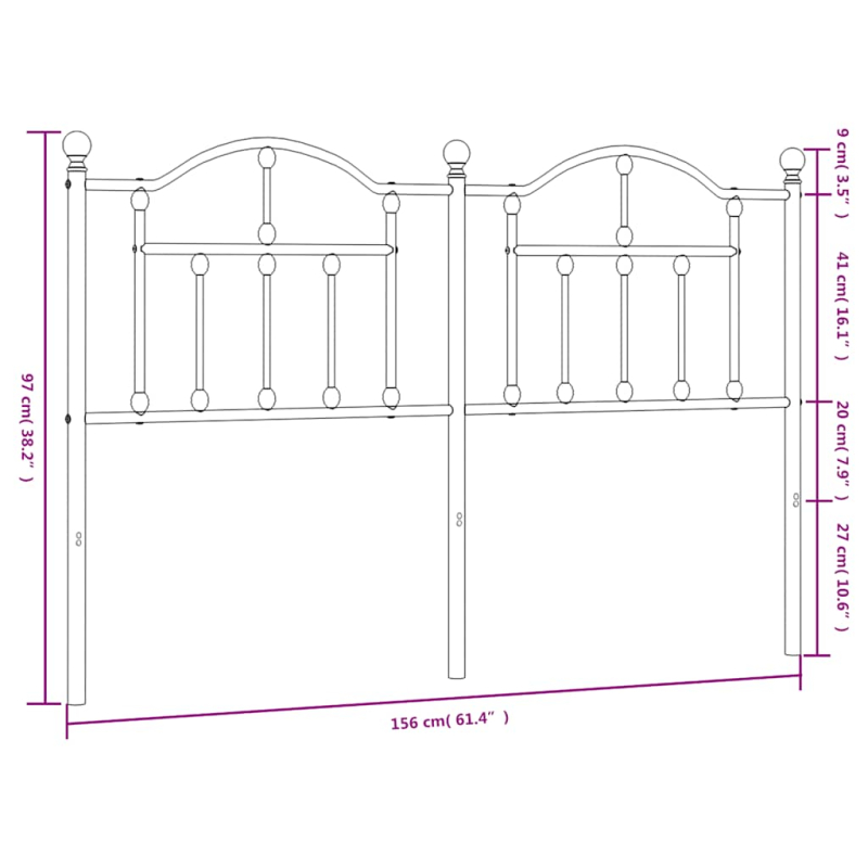 Kopfteil Metall Schwarz 150 cm