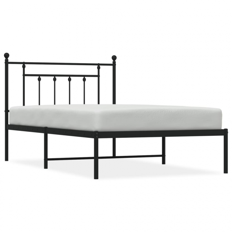 Bettgestell mit Kopfteil Metall Schwarz 100x200 cm