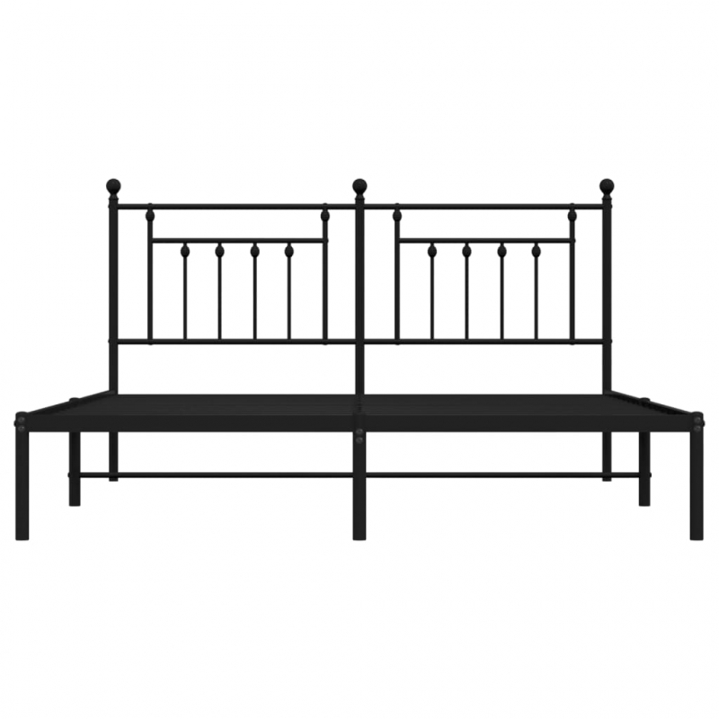Bettgestell mit Kopfteil Metall Schwarz 180x200 cm
