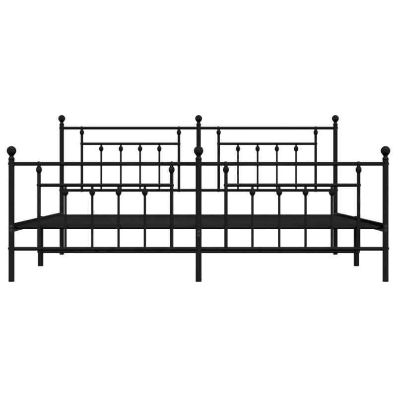 Bettgestell mit Kopf- und Fußteil Metall Schwarz 200x200 cm