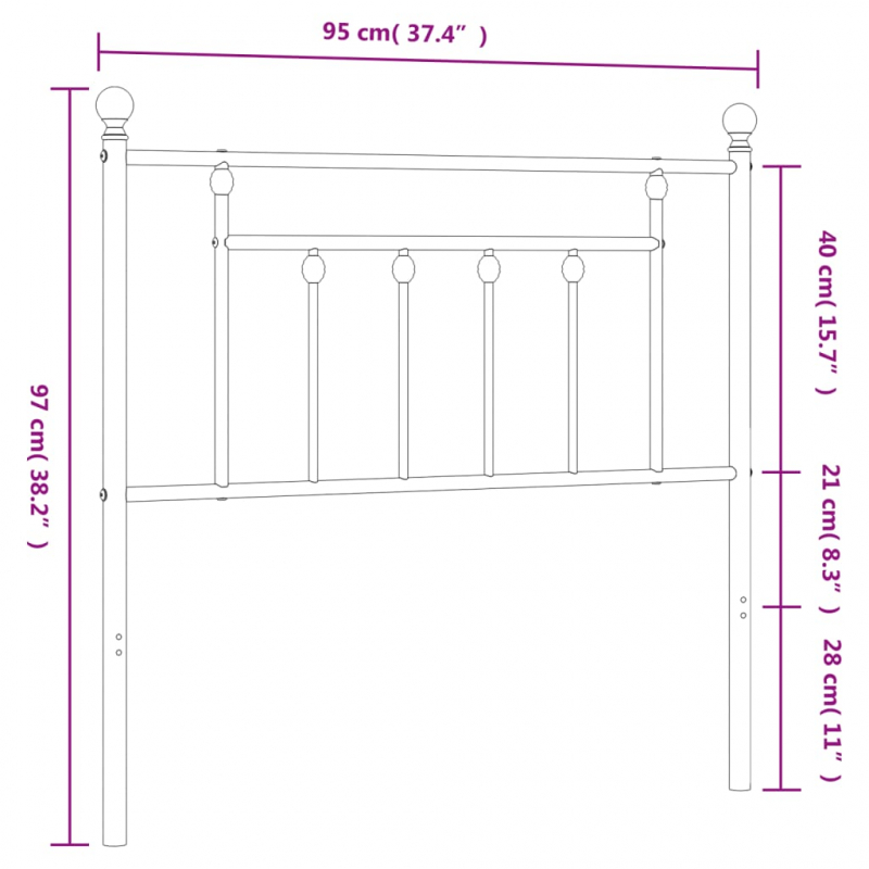 Kopfteil Metall Schwarz 90 cm
