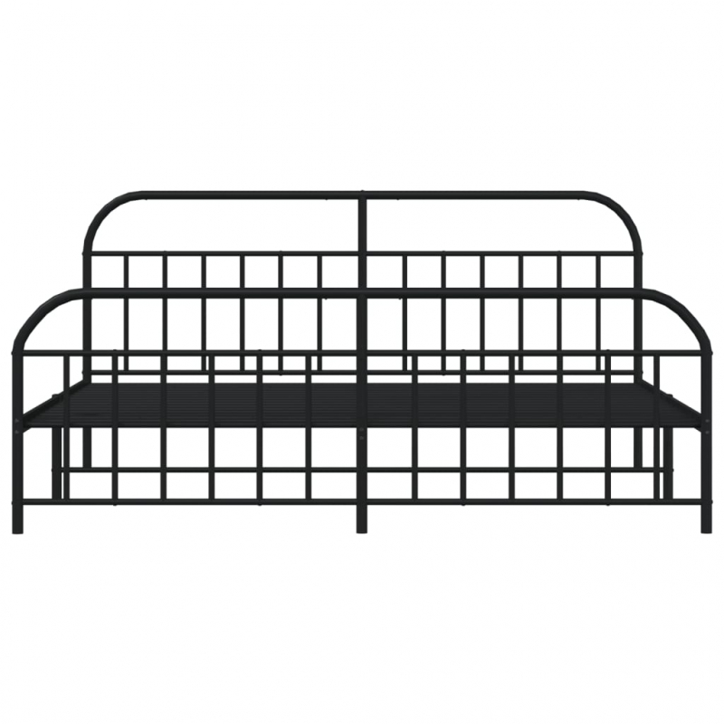 Bettgestell mit Kopf- und Fußteil Metall Schwarz 200x200 cm