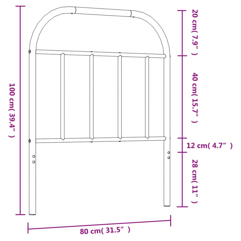 Kopfteil Metall Schwarz 75 cm