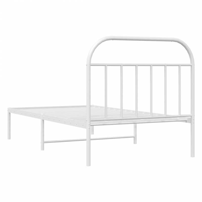 Bettgestell mit Kopfteil Metall Weiß 100x200 cm