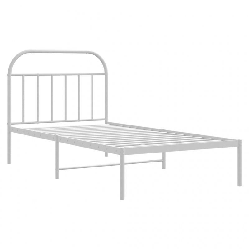 Bettgestell mit Kopfteil Metall Weiß 107x203 cm