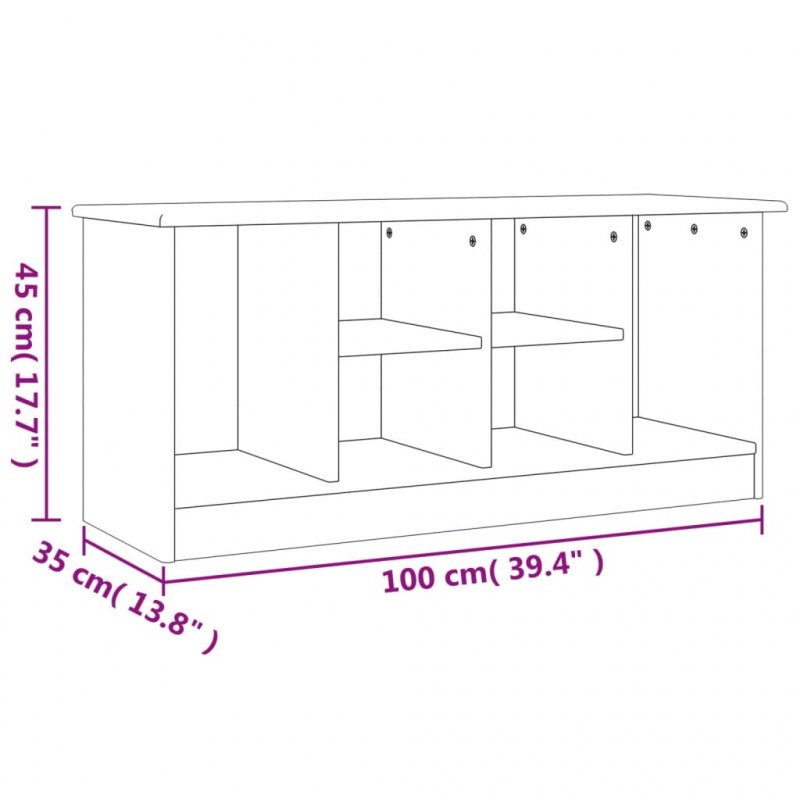 Schuhbank ALTA 100x35x45 cm Massivholz Kiefer