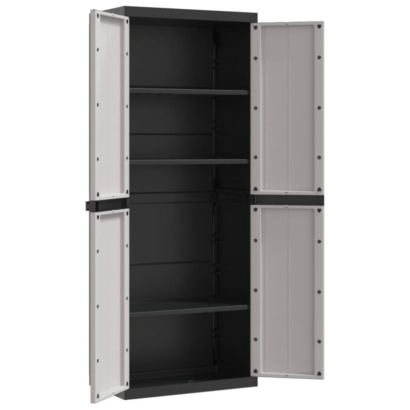 Gartenschrank Grau und Schwarz 65x37x165 cm PP